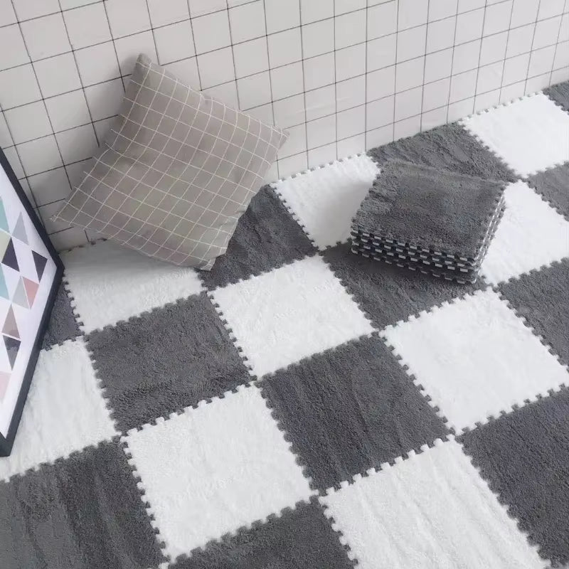 10Pcs Soft Plush Children'S Mat Baby Play Mat Baby Toys Eva Foam Puzzle Carpet in Children'S Room Keep Warm Playmat 30*30*1CM
