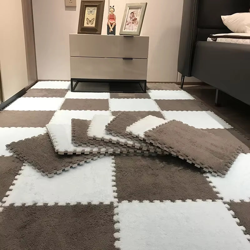 10Pcs Soft Plush Children'S Mat Baby Play Mat Baby Toys Eva Foam Puzzle Carpet in Children'S Room Keep Warm Playmat 30*30*1CM