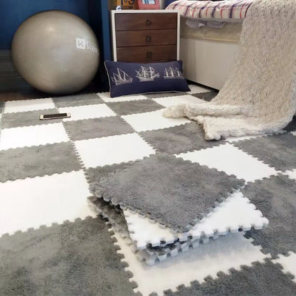 10Pcs Soft Plush Children'S Mat Baby Play Mat Baby Toys Eva Foam Puzzle Carpet in Children'S Room Keep Warm Playmat 30*30*1CM